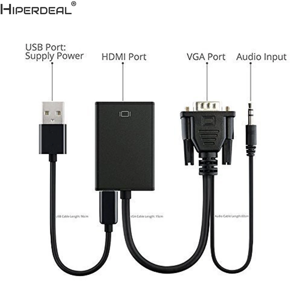 HIPERDEAL VGA Мужской к HDMI выход 1080P HD+ Аудио ТВ AV HD ТВ Видео кабель конвертер адаптер Oct30 HW