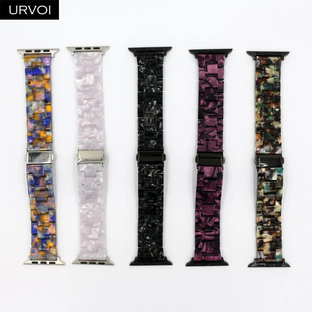 Ремешок URVOI для Apple Watch series 54 321, браслет со звеньями, 3 ряда, полимерный ремешок для iWatch, модный, дизайнерский, прочный, на запястье, 38, 40, 42, 44 мм