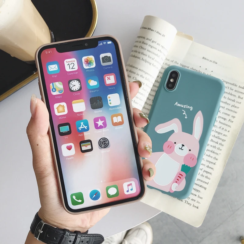 Чехол для мобильного телефона с мультяшным медведем и кроликом iPhone Xs XR Max 6s 7 8 Plus