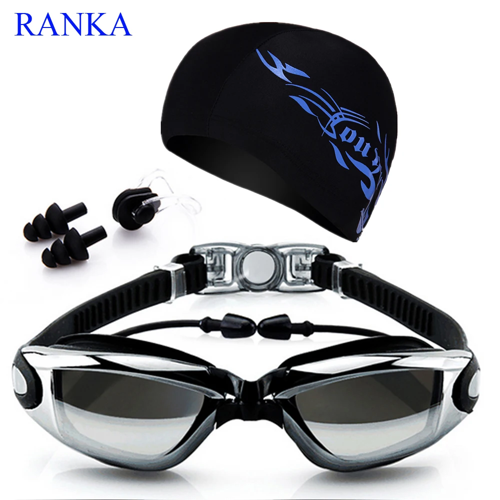 Очки для плавания ming с шапкой и ушной затычкой для носа, водонепроницаемые очки для плавания HD, противотуманные очки для плавания, костюм для плавания ming Pool