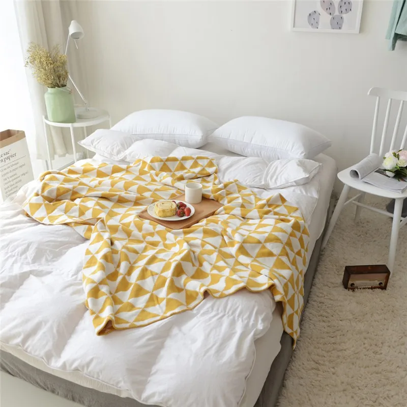 2017-New-arrival-100-cotton-handmade-high-quality-soft-sofa-bed-knitted-blanket-for-summer-yellow (2)