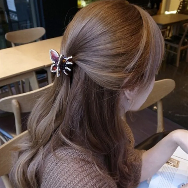 

New Women Girl Butterfly Crystal Clamp Accessories Hair Clip Claw Hairpin Hair Styling Tools Hair Clips Free Shipping RU