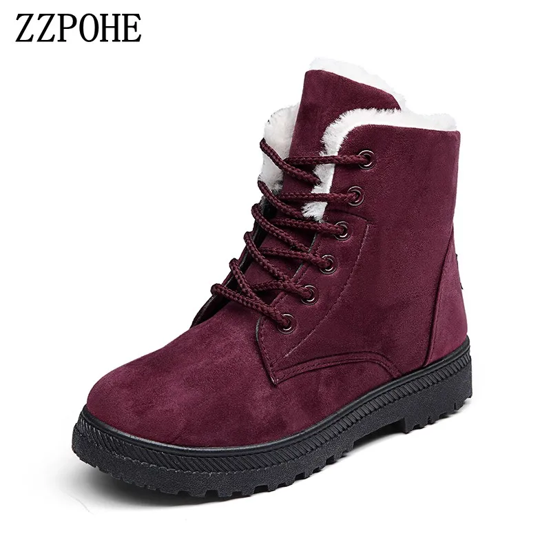 

ZZPOHE Autumn Winter Shoes Women Flats Ankle Boots Woman Cotton Boots Mother Non-slip Plush Warm waterproof Snow Boots