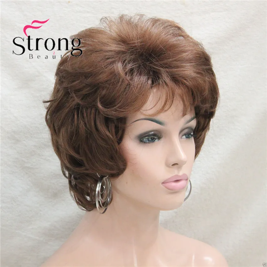 L-427B #30fashion medium auburn short curly synthetic women's wigs full wig for everyday (3)