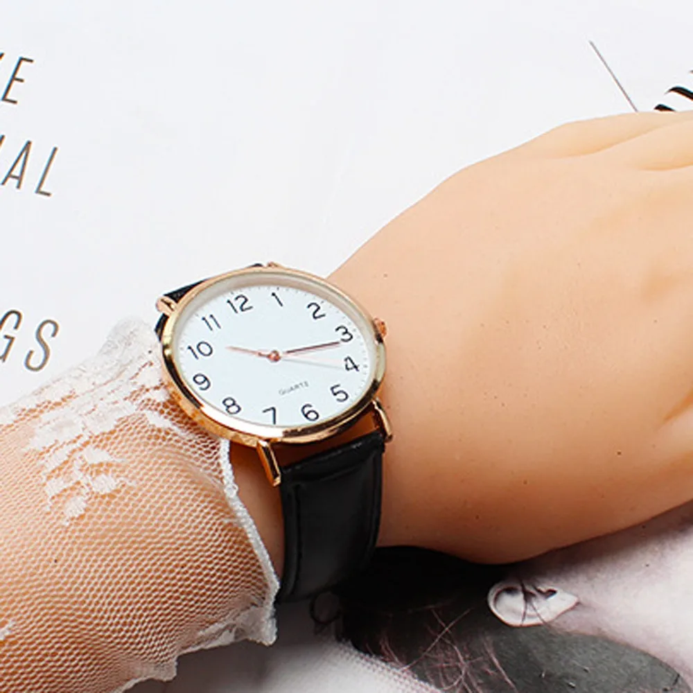 Унисекс простые часы Бизнес Мода из искусственной кожи ремешок кварцевые наручные часы Элегантные женские мужские часы relogio masculino Прямая поставка