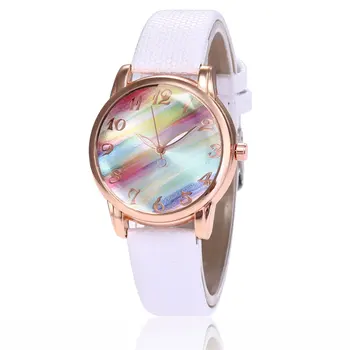 

SC223 Rainbow Pattern Bright Leather Ladies Watch Casual Fashion Women Quartz Watch Personality Wild Watch Best Gift