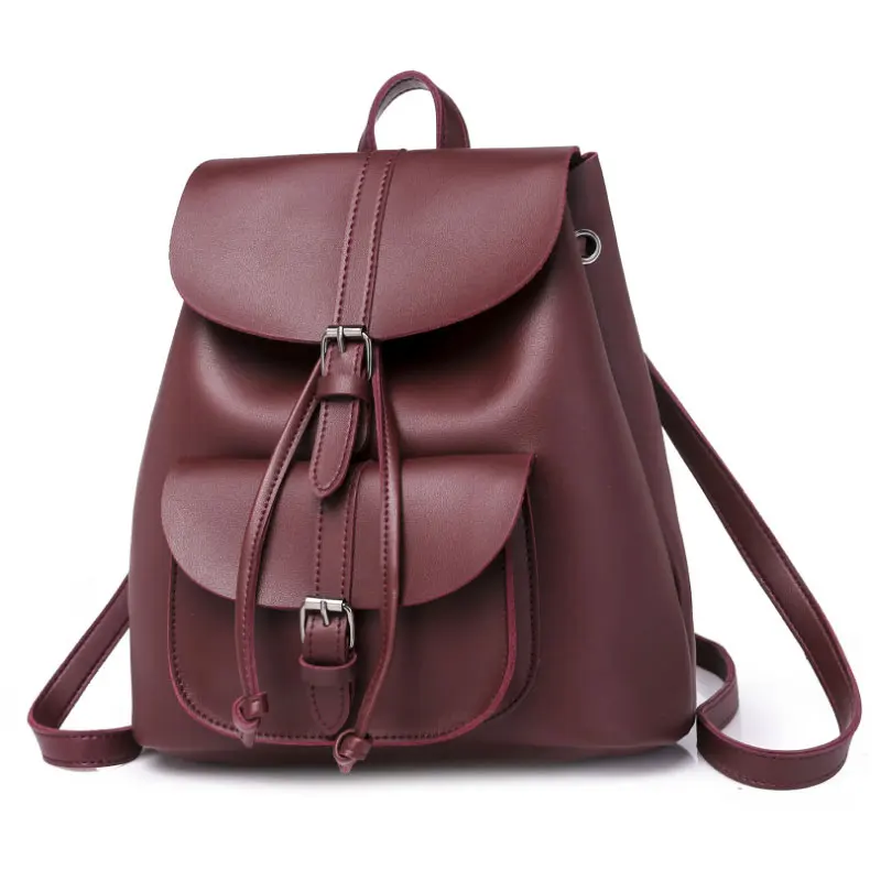 

2019 new fashion women backpack vintage PU leather shoulder bag for teenage girls casual school campus bags travel backpack