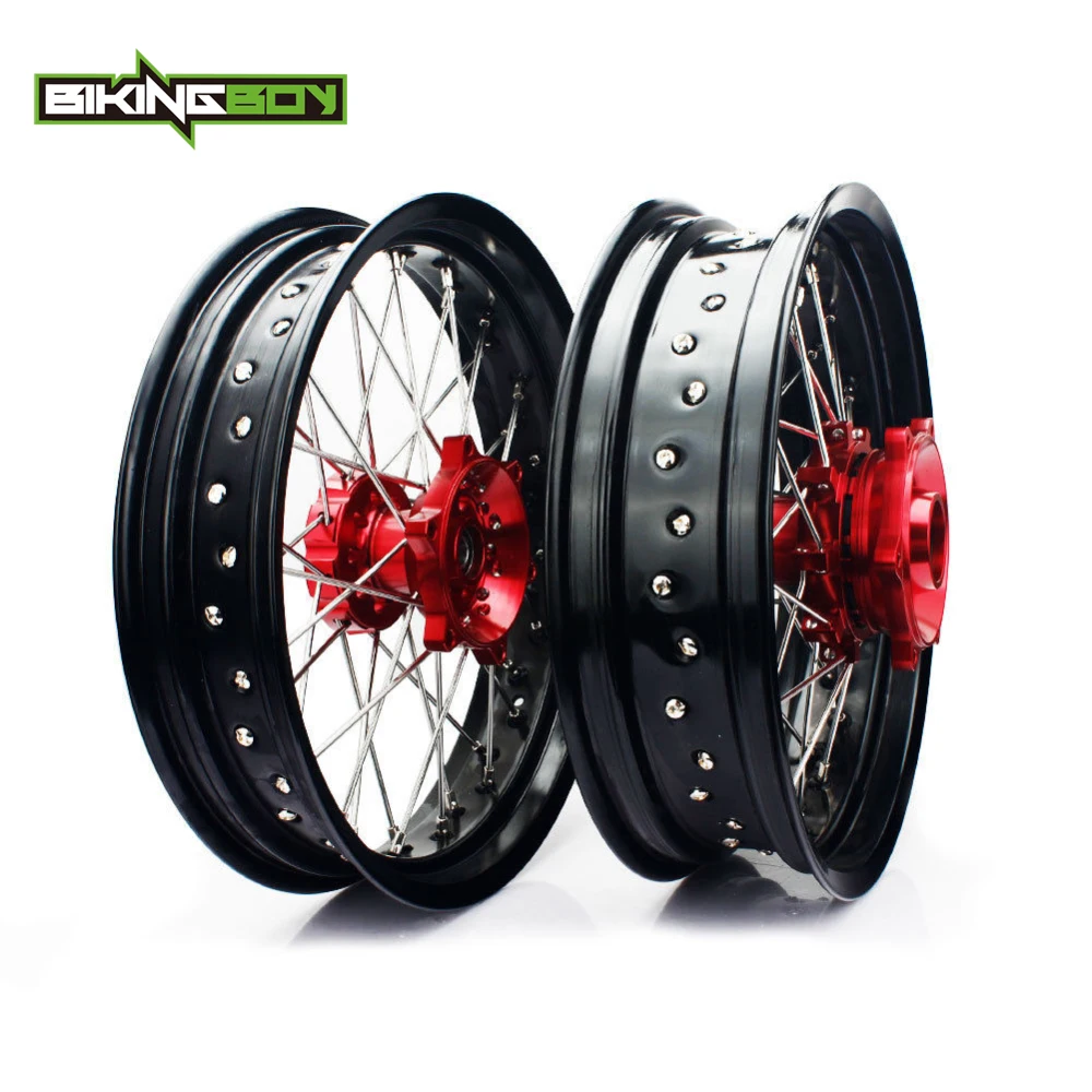 BIKINGBOY 17" Supermoto Front Rear Cush Drive Wheel Rim Hub for SUZUKI DR650SE 1996- 16 15 14 13 12 11 10 09 08 07 06 05 04