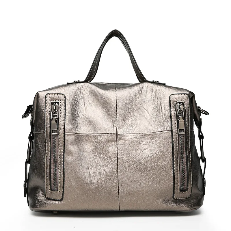 

New European and American fashion soft leather stitching pillow bag trend Baijian Handbag Shoulder oblique bag wholesale