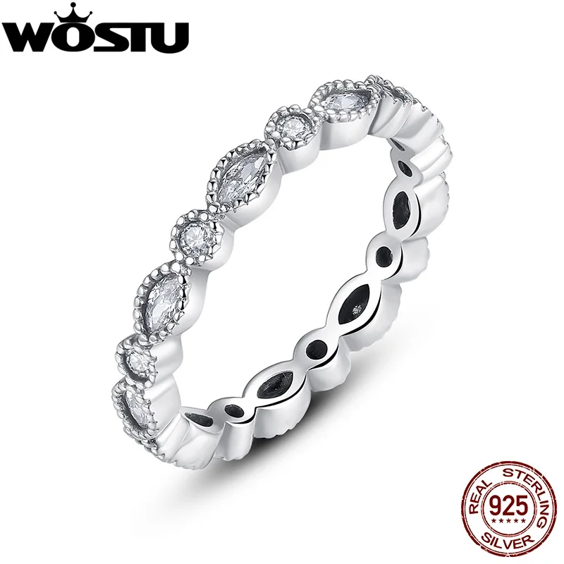 

100% 925 Sterling Silver Alluring Brilliant Marquise Stackable Wedding Rings Clear CZ For Women Original Fine Jewelry Gift