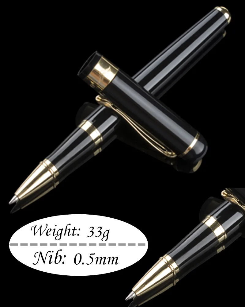 Высокое качество Baoer золото клип Matte Black ролика Шариковая ручка 0,5 мм наконечник черными чернилами знак ручки с коробкой Рождественский