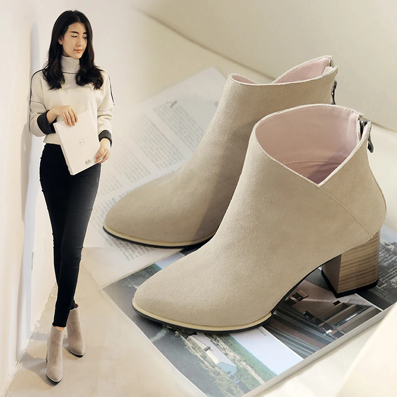 apricot Chelsea khaki Marke Mycolen apricot Velvet Stiefel Schwarz Velvet Schuhe Frauen Mujer Frau 2018 Mode Botas Stiefeletten High Invierno Heels blakc Khaki Komfort Uvwxgfv4q