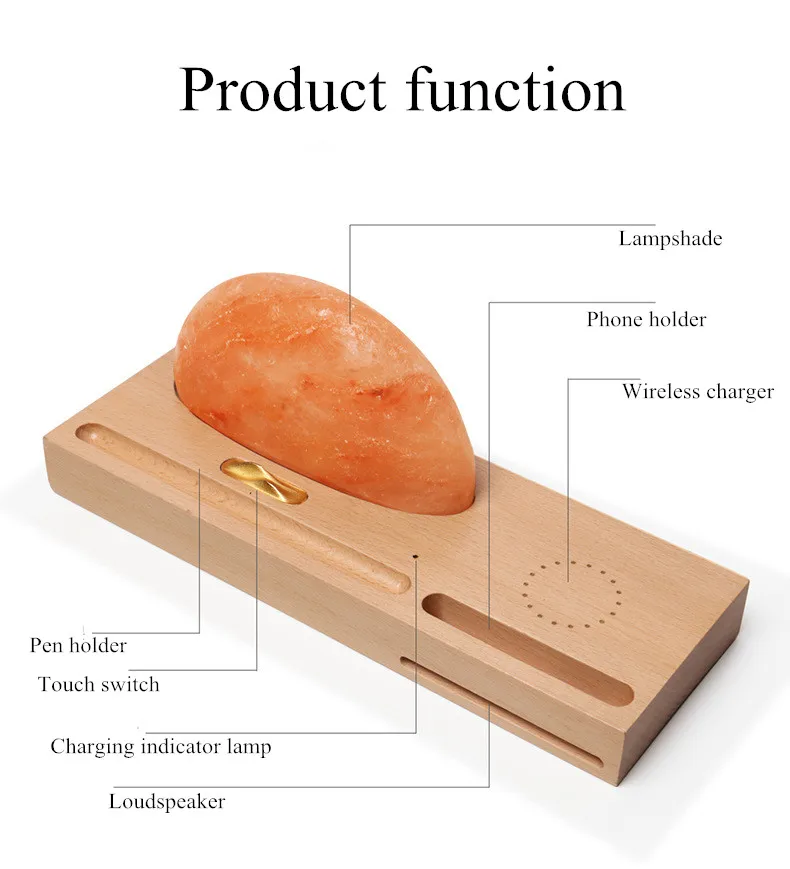 Руды солевая лампа атмосферу светодиодный светильник Qi Беспроводной зарядного устройства для мобильных телефонов Зарядное устройство держатель подставка складной настольный светильник для iPhone X8