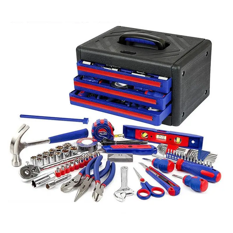 

125Piece W009044A Mechanics Tool Set Repair Tool Set with 3-Drawer Heavy Duty Metal Box dropship