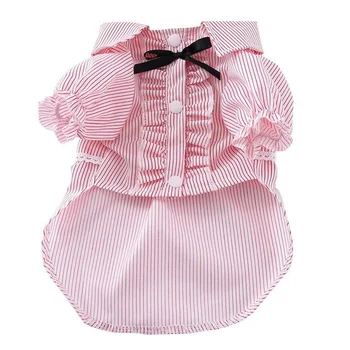 

Dog Striped Autumn Winter Clothes Bow Pet Dogs Coat jackets Princess Pets Clothing