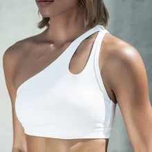 Сексуальный спортивный топ с одним плечом для женщин фитнес-йога бюстгальтеры спортивный бюстгальтер с мягкими чашечками Спортивное нижнее белье тренировка одежда для бега