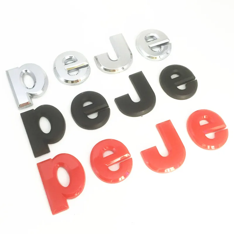 

3D ABS PeJe Modification Car Front Rear Emblems Logo Badge Stickers Decals Letters English Alphabet Car Styling Auto Accessories
