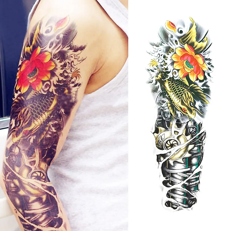 1 шт лиса и кролик полный цветок рука временная татуировка стикер краска для тела Вода Передача поддельные татуировки рукава - Цвет: QB027