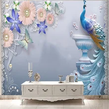Пользовательские 3D фото обои европейские Винтажные Цветы Павлин абстрактная спальня ТВ гостиная фоны Декор Настенные обои