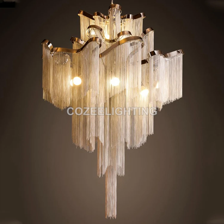 

Modern Luxury Chandelier Lighting Aluminum Chain Candle Chandeliers Hanging Light for Home Hotel Restaurant Decoration
