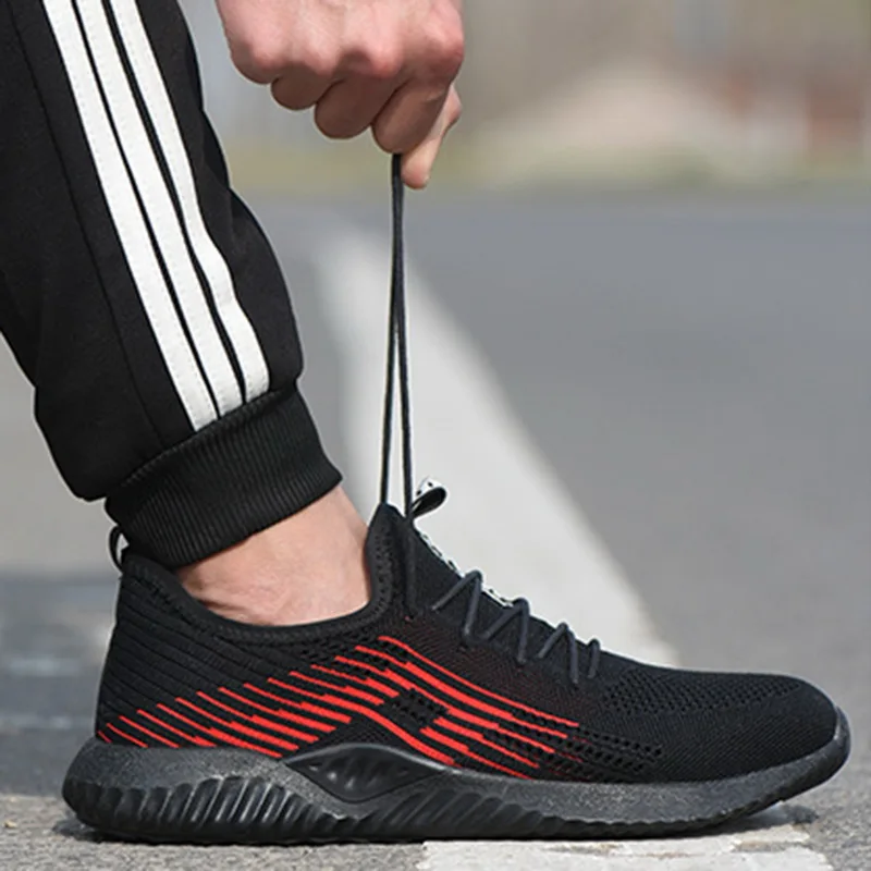 

MoneRffi Men Casual Flat shoes Safety Work Sneaker Lightweight Breathable Outdoor Non Slip Puncture Proof Composite Toe Shoes