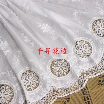

Free shipping Clothes bilateral embroidery flower cotton cloth window screening shalian handmade lace scarf diy fabric GRL0157