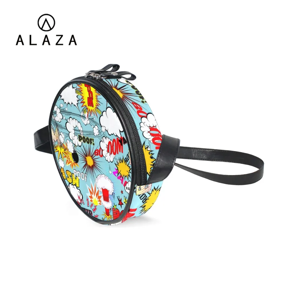 

ALAZA Christmas Gift Cartoon Printing Shoulder Bag Canvas PU Leather Handbag Crossbody Messenger Bag For Kids Women