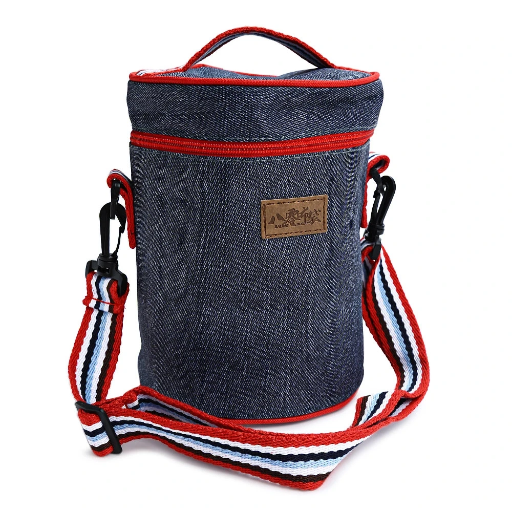 Casual Portable Oxford Thermal Insulation Cylindrical Picnic Lunch Bag