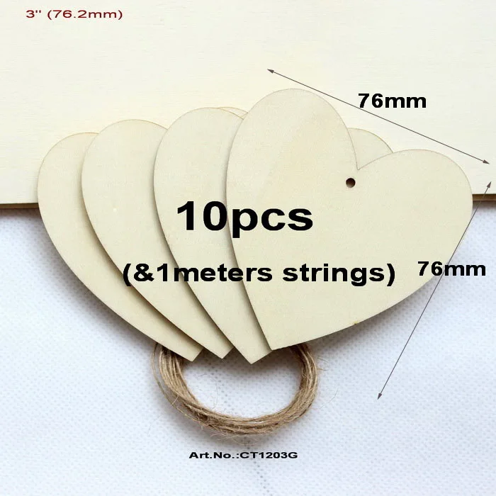 Механическая блокировка 63 мм/76 мм/101/mm/120 мм необработанные из натурального дерева силуэты сердечек поделки любовь Форма с Hole-CT1203 - Цвет: 76.3 MM(3.0 In)10pcs
