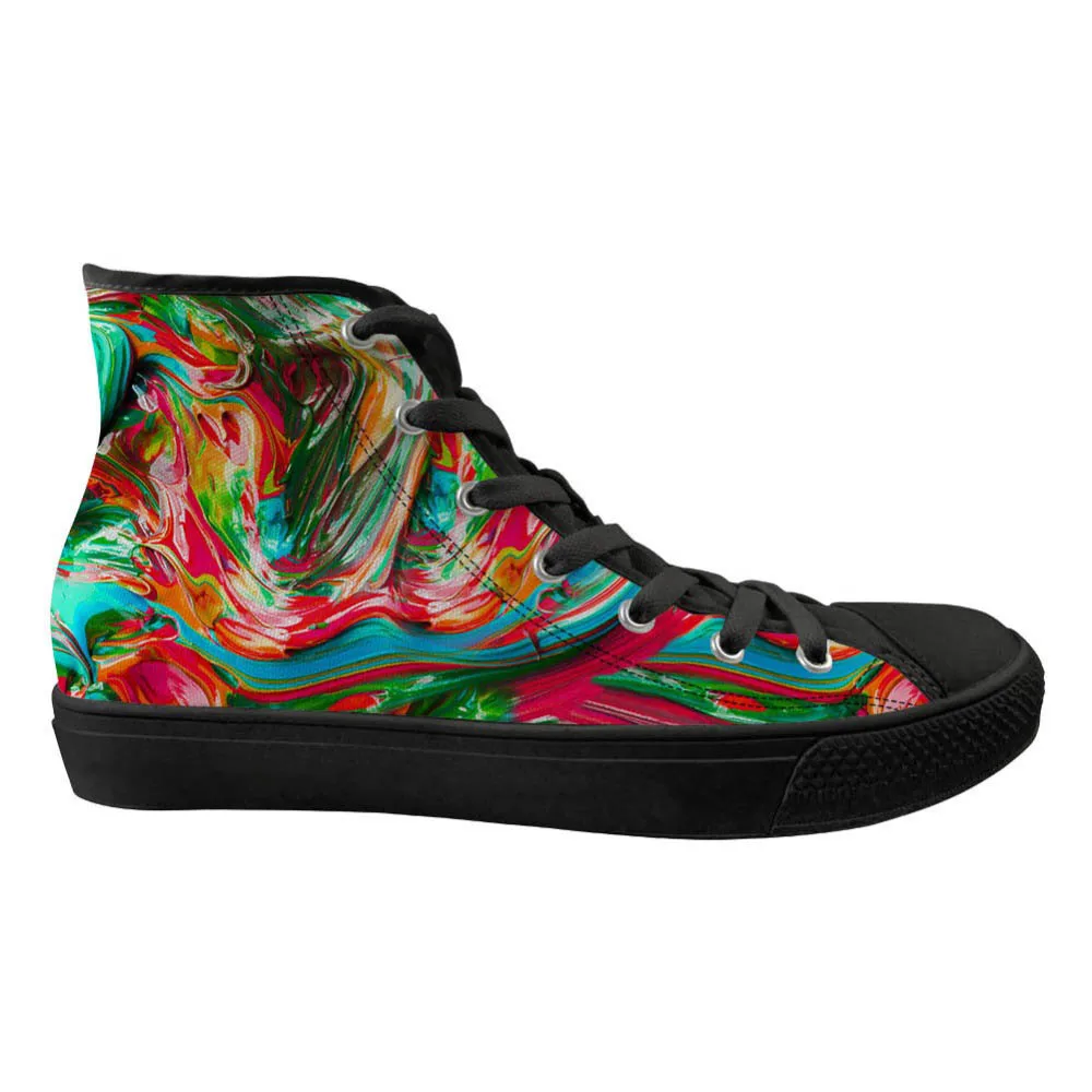 

Custom High Top Men Women Painting Flats Canvas Shoes Studnets Youth Simple Design Vulcanize Shoes CasualEspadrilles