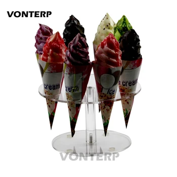 

HMROVOOM Transparent 8 Holder round Acrylic Ice Cream Cone stand/ Acrylic ice cream stand