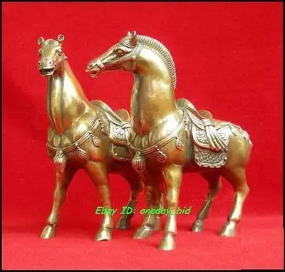 

Nice 1 Pair BRASS Brass Horses Statue Figure 6"high Each vases sculpture, Garden Decoration Brass BRASS