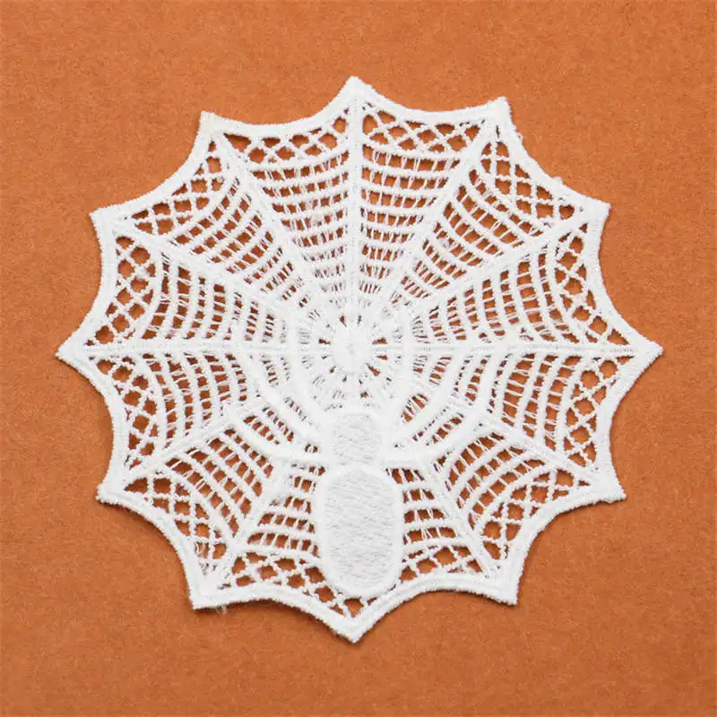 

DoreenBeads Trendy Embroidered Lace Spider Animal Web Shape Bag Pocket Pillow Case Garment Accessories About 12cm Dia. 1PC
