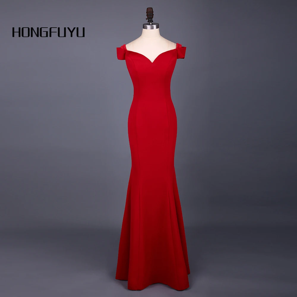 

Elegant Red V Neck Vestido De Festa Mermaid Short Sleeves Long Evening Dresses Floor Length Evening Dress Party Gown SML4757