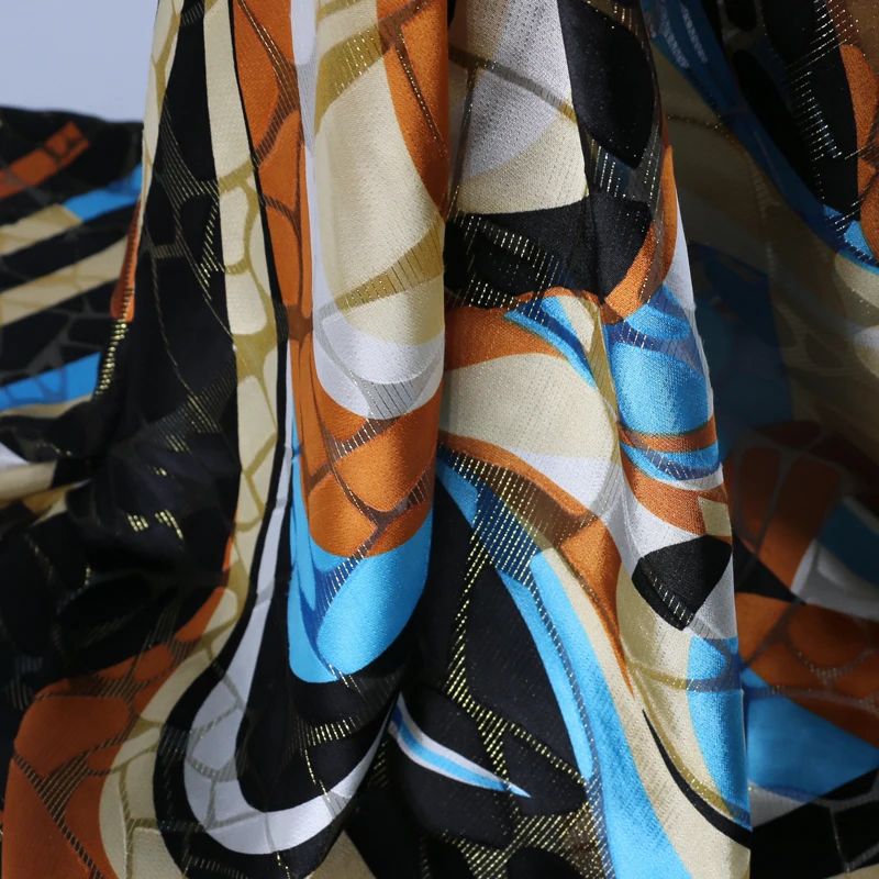 100*140 см Золотая блестящая шелковая ткань для платья 3d жаккардовая шелковая марля