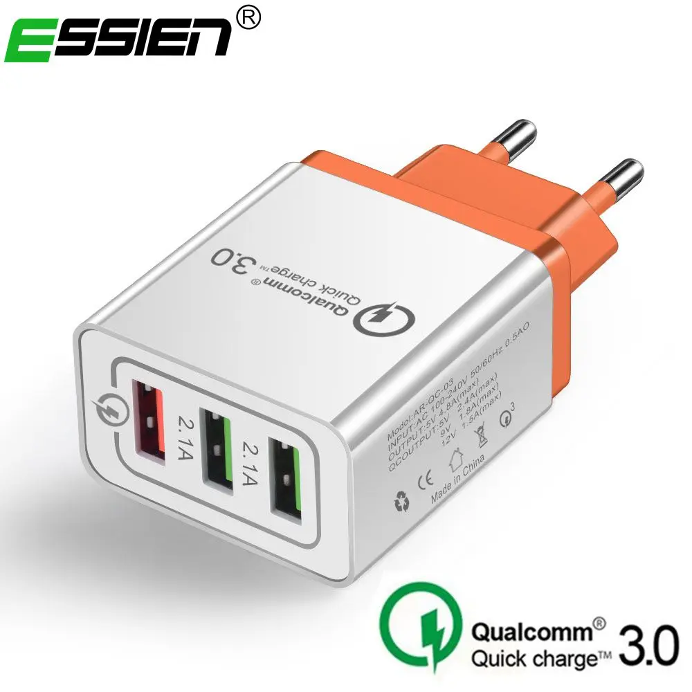 

Universal 18 W USB Quick charge 3.0 5V 3A for iPhone 7 XS MAX EU US Plug Mobile Phone Fast charger charging for Samsug s8 s9 s10