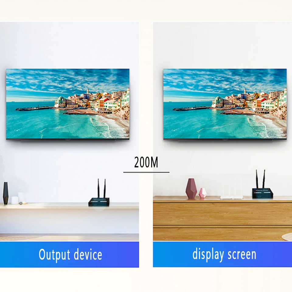  200M Wireless Extender 2.4GHz/5GHz HD 1080P HDMI 1.3 HDMI Extender Transmitter Receiver WIFI HDMI E
