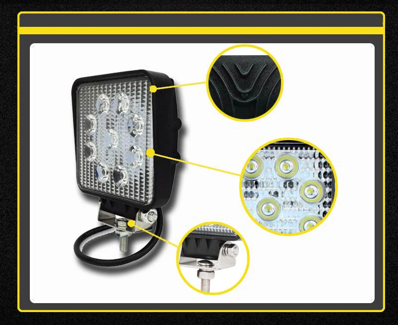 JSLMin светодиодный рабочий светильник 27W12v автомобильные аксессуары квадратный светодиодный рабочий светильник бар внедорожный Barra светодиодный светильник 4x4 противотуманный светильник s Для Авто головной светильник