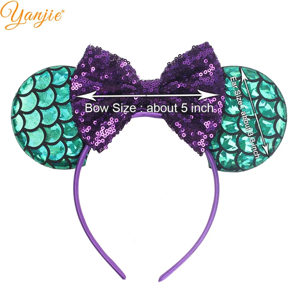 head scarves for women Mermaid Mouse Ears Headband Sequin Hair Bows Hairband DIY Girls Hair Accessories For Kids Trendy Spring Haarband Mujer best hair clips