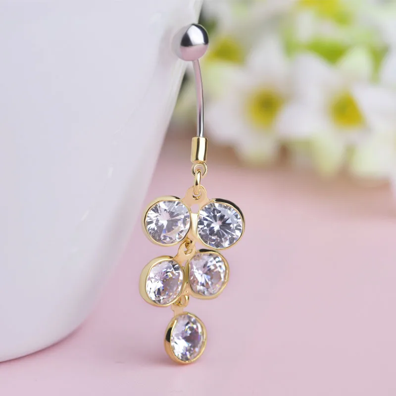 

Funmor Rhinestone Beads Belly Button Rings 316L Medical Stainless Steel Long Tassel Body Piercing Jewelry Women Navel Piercings