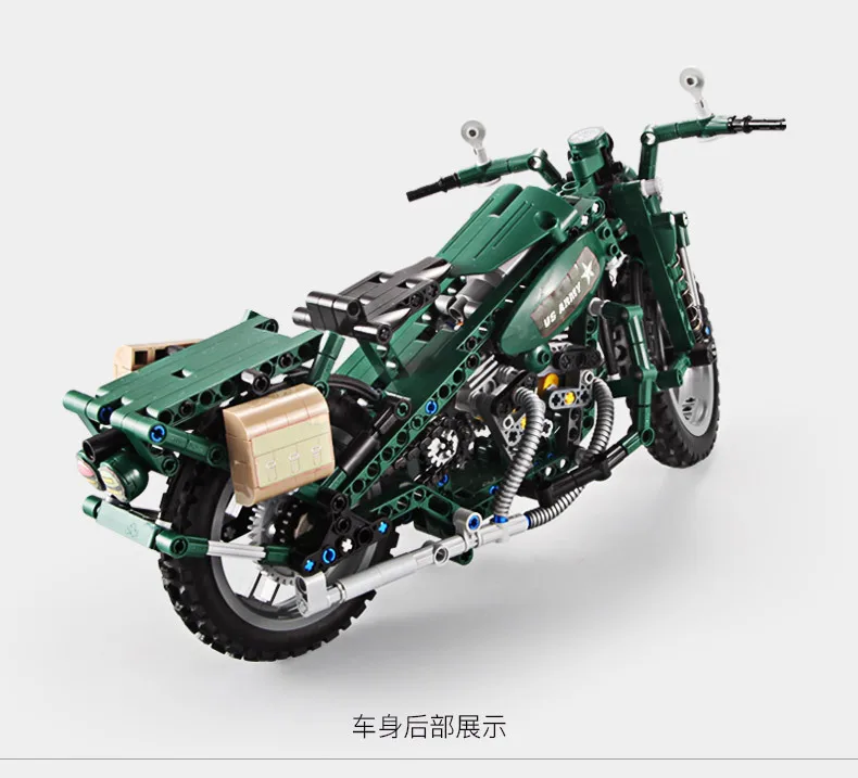 550pcs Legoings Style Technic Military World War II WW2 Electric Motorcycle Remote Control Rc Building Blocks Toys