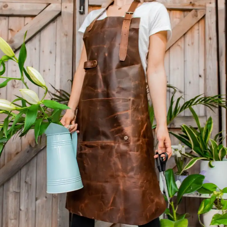 

Florist Apron Distressed Leather Apron For Florists Full Grain Leather Hobbyists Woodwork Blacksmith Butchers with Pockets