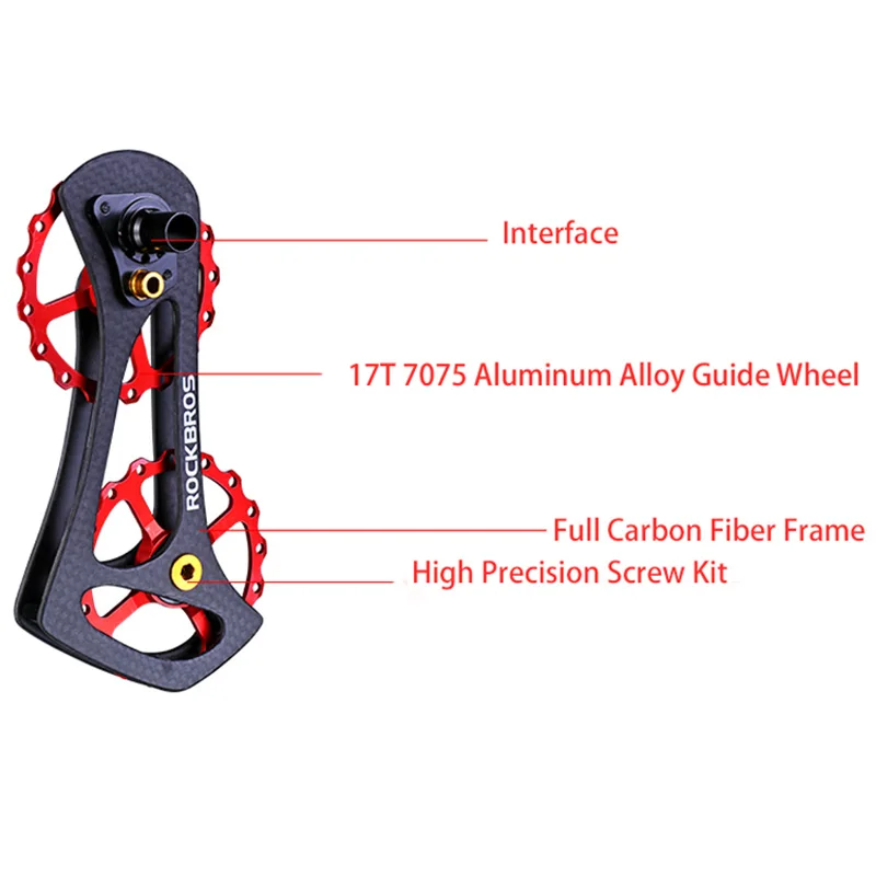ROCKBROS إطار دراجة مصنوع من ألياف الكربون الخلفية Derailleur البكرات عجلة 17 T الدراجة عجلة شدادة ل Shimano 6800 6870 9000 9070 دراجة أجزاء