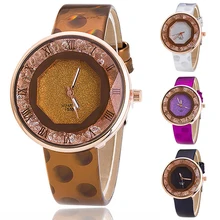 2016 Women’s Fashion Quicksand Roman Number Faux Leather Analog Quartz Wrist Watch for Women Lady Girl