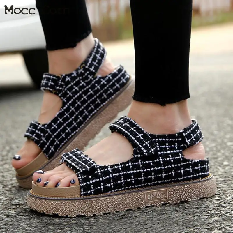 

Summer Women Shoes Wedge Woman Platform Sandals Open Toe Linen Comfortable Sandals Casual Lady Beach Shoes Plus Size 41 42 43