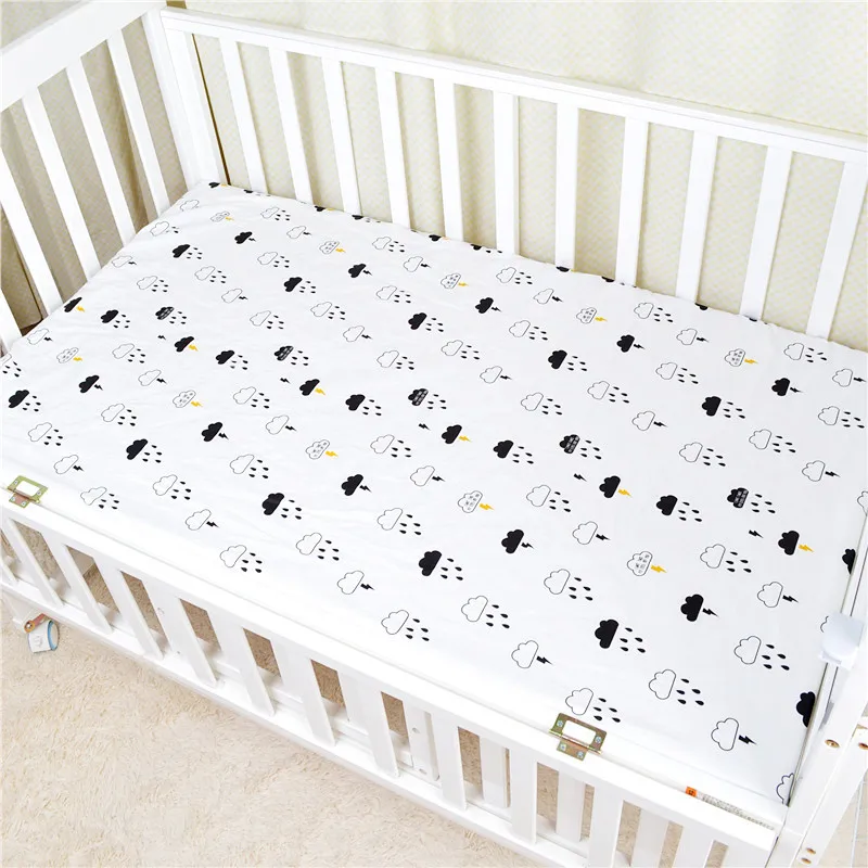 Хлопковая простыня с рисунком для детской кроватки, 110*60 120*70 см, наматрасник для новорожденных мальчиков и девочек, постельные принадлежности, покрывало для кровати - Цвет: 120x70 cm Rain