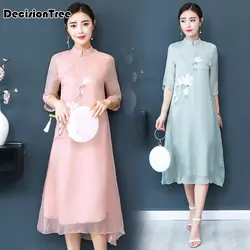 2019 Новый вьетнамский аозай Вьетнам cheongsam народная стиль более qipao платье для женщин стиль