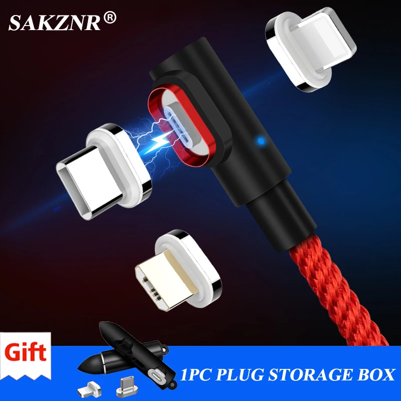 90 градусов 3A Магнитный зарядный Micro USB кабель для быстрой зарядки usb type c Iphone 7 8 6 6s