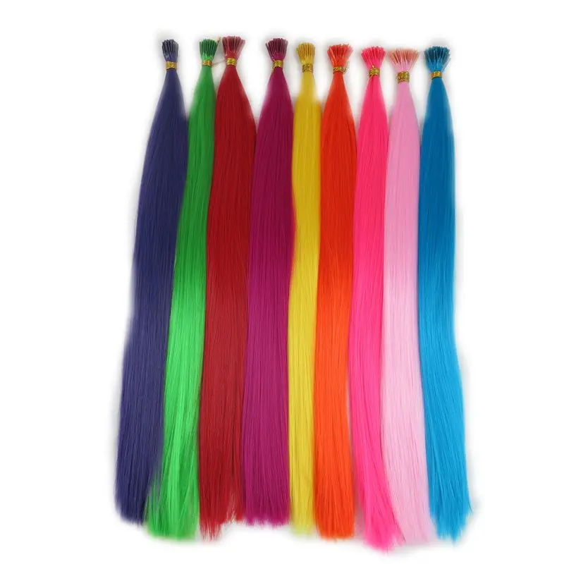 Desire for hair 100strands 22inch long 1g heat resistant ombre grey purple synthetic I tip micro ring hair extensions for Party