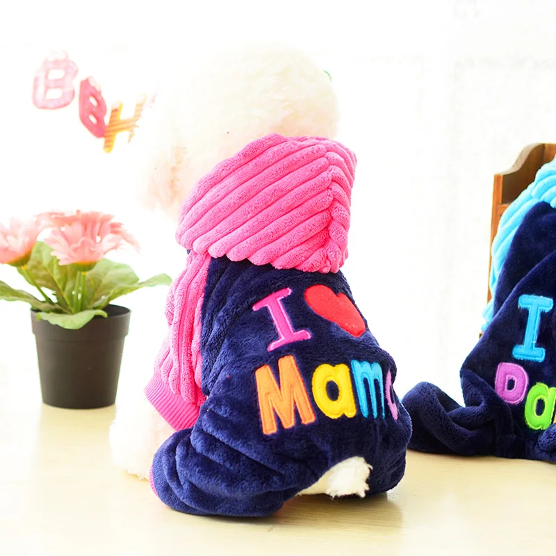 Petcircle/Модная зимняя одежда для собак с надписью I love papa and mama Одежда маленьких и